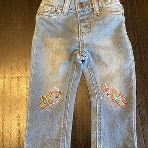 Cat and jack jeans with embroidered unicorns on the knees